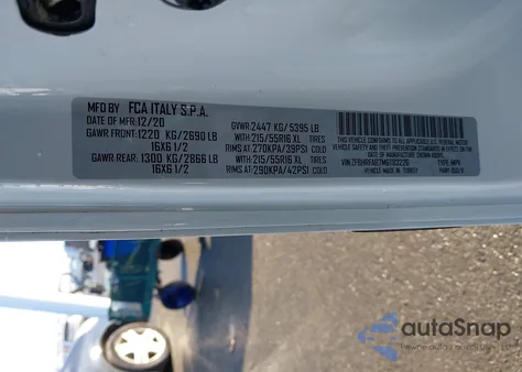 2021 Ram Promaster City z USA, uszkodzony, nr VIN ZFBHRFAB7M6T83226